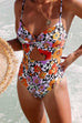 Karleedress Twist Front Cut Out Floral One Piece Swimsuit