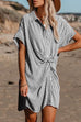 Karleedress Button Down Twist Knot Striped Shirt Dress