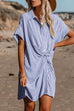 Karleedress Button Down Twist Knot Striped Shirt Dress