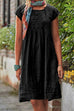Karleedress Solid U Neck Short Sleeve Ruched Dress