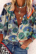 Karleedress Floral Printed Bubble Sleeve Blouse Shirt