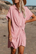 Karleedress Button Down Twist Knot Striped Shirt Dress